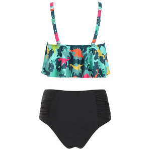 Dinosaur Print High Waist Bikini Set