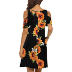 Flower Open Shoulder Mini Dress