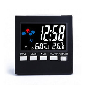 Clock Calendar Voice Control LCD Screen Thermometer Clocks Indoor Humidity  Alarm