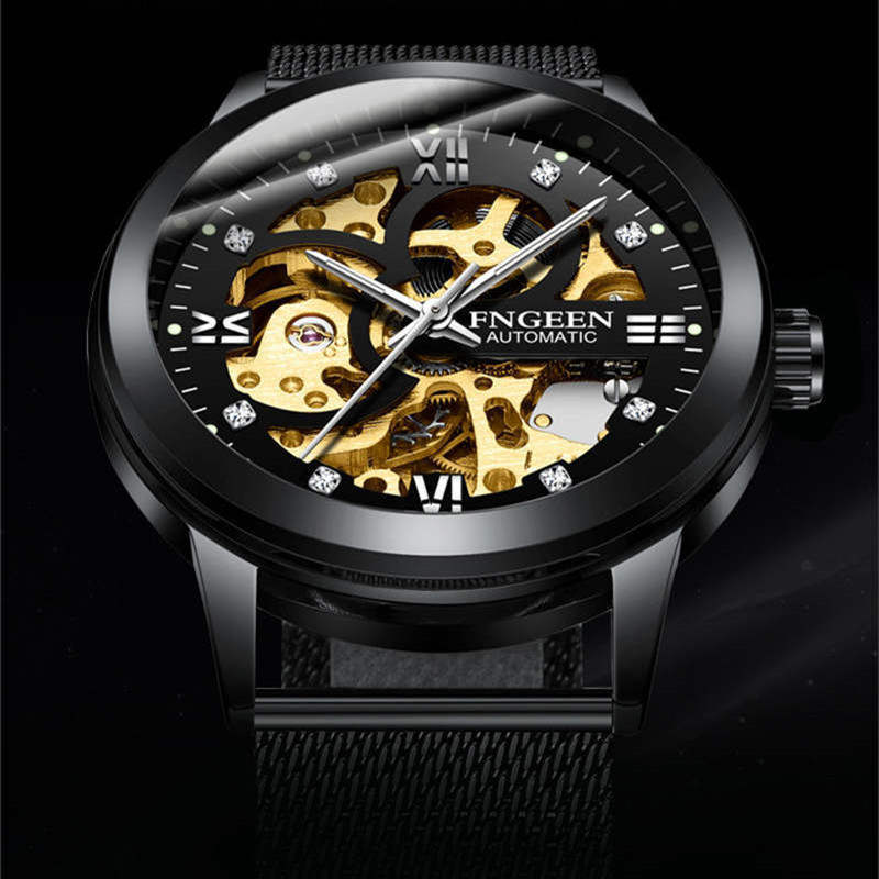 FNGEEN Number Sport Design Bezel Golden Watch