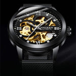 FNGEEN Number Sport Design Bezel Golden Watch